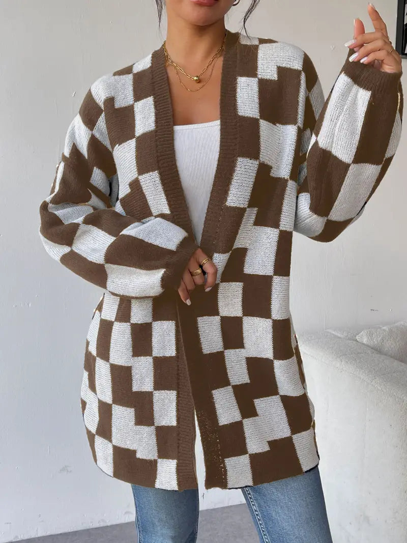 WW | Checked knit cardigan