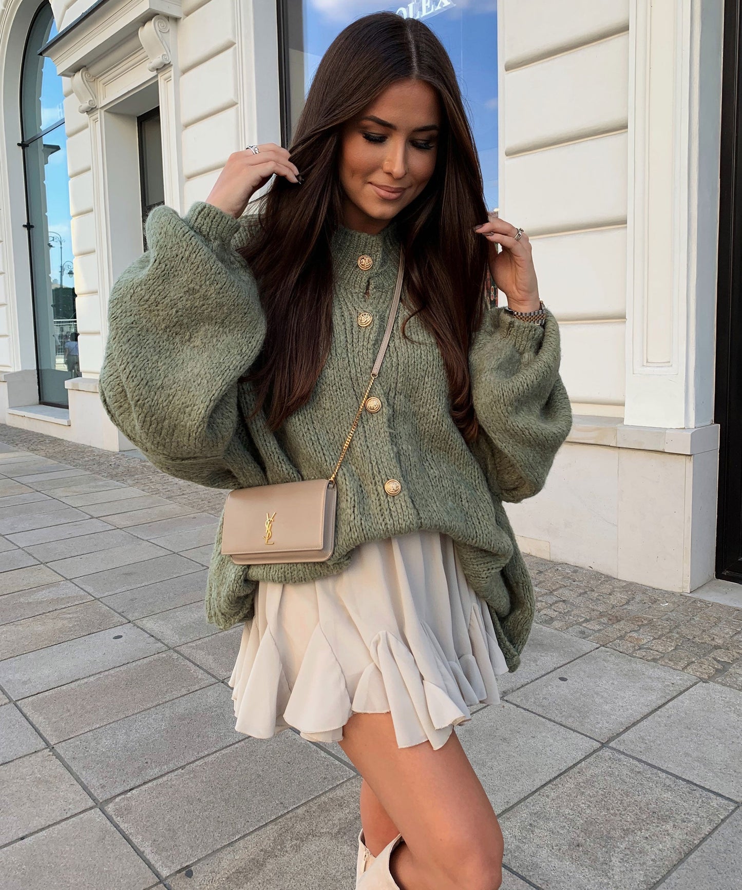 WW | Cozy, oversized cardigan in soft khaki
