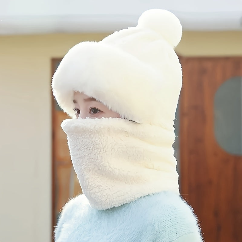 WW | Mütze & Schal Set - Weich & Warm - Mit Pompon - Für Damen