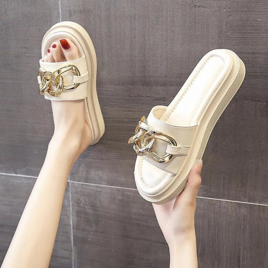 WW | Sandals women with platform and golden chain