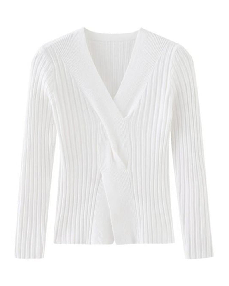 WW | Twist-Front Ribbed Knit Sweater