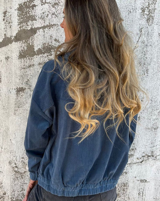 WW | Casual lightweight corduroy jacket with hood for women