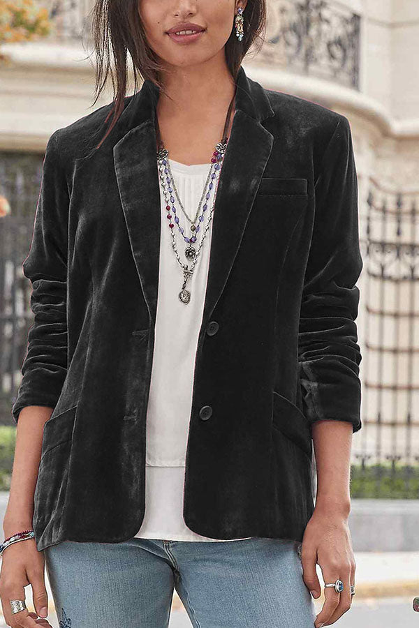WW | Velvet plain fashionable casual suit jacket