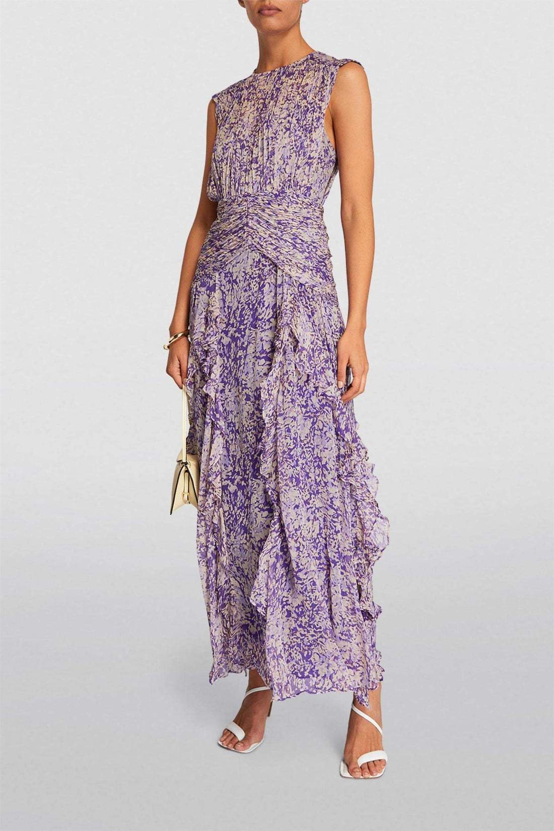 Elegantes Maxikleid mit Plisseefalten und Volantdetails für einen raffinierten Look