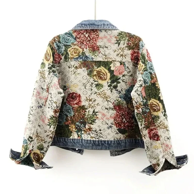 WW | Damen Blumen Denim Jacke