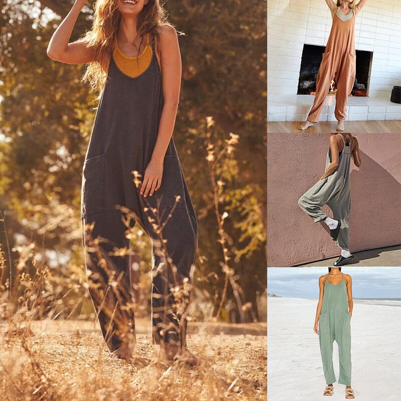 WW | Locker Weites Bein Ärmelloser Jumpsuit Für Damen