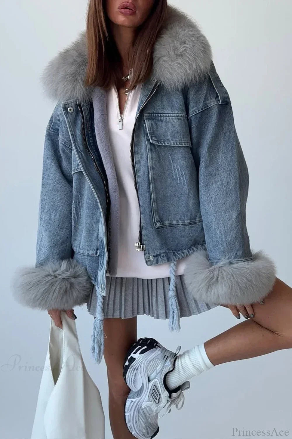 WW | Denim Loose Street Große Taschenjacke
