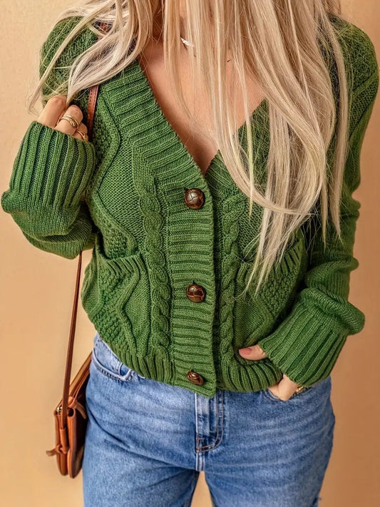 WW | Bequeme und elegante grüne Strickjacke für Frauen