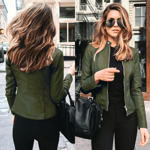 WW | Jacke Damen Slim Fit Lederjacke Damen Perfekt Für Den Herbst Trendy & Lässig