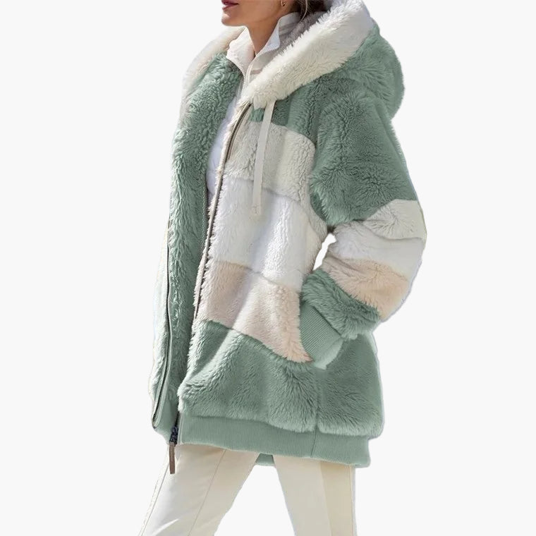 WW | Winter Hooded Jacket in Striped Design - Fashionable Leisure Jacket for Cold Days