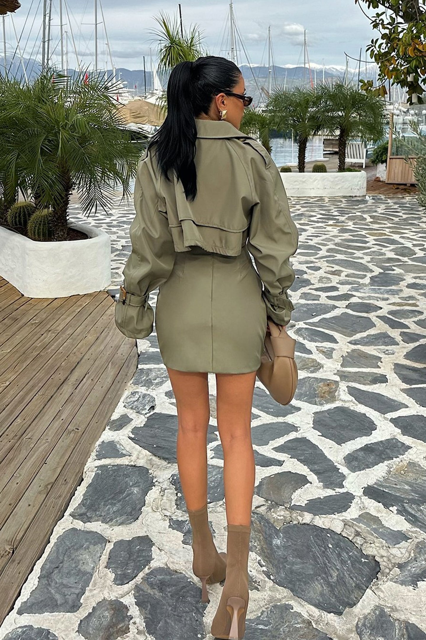 WW | Knopfdetail Gekürzte Jacke & Minirock-Set