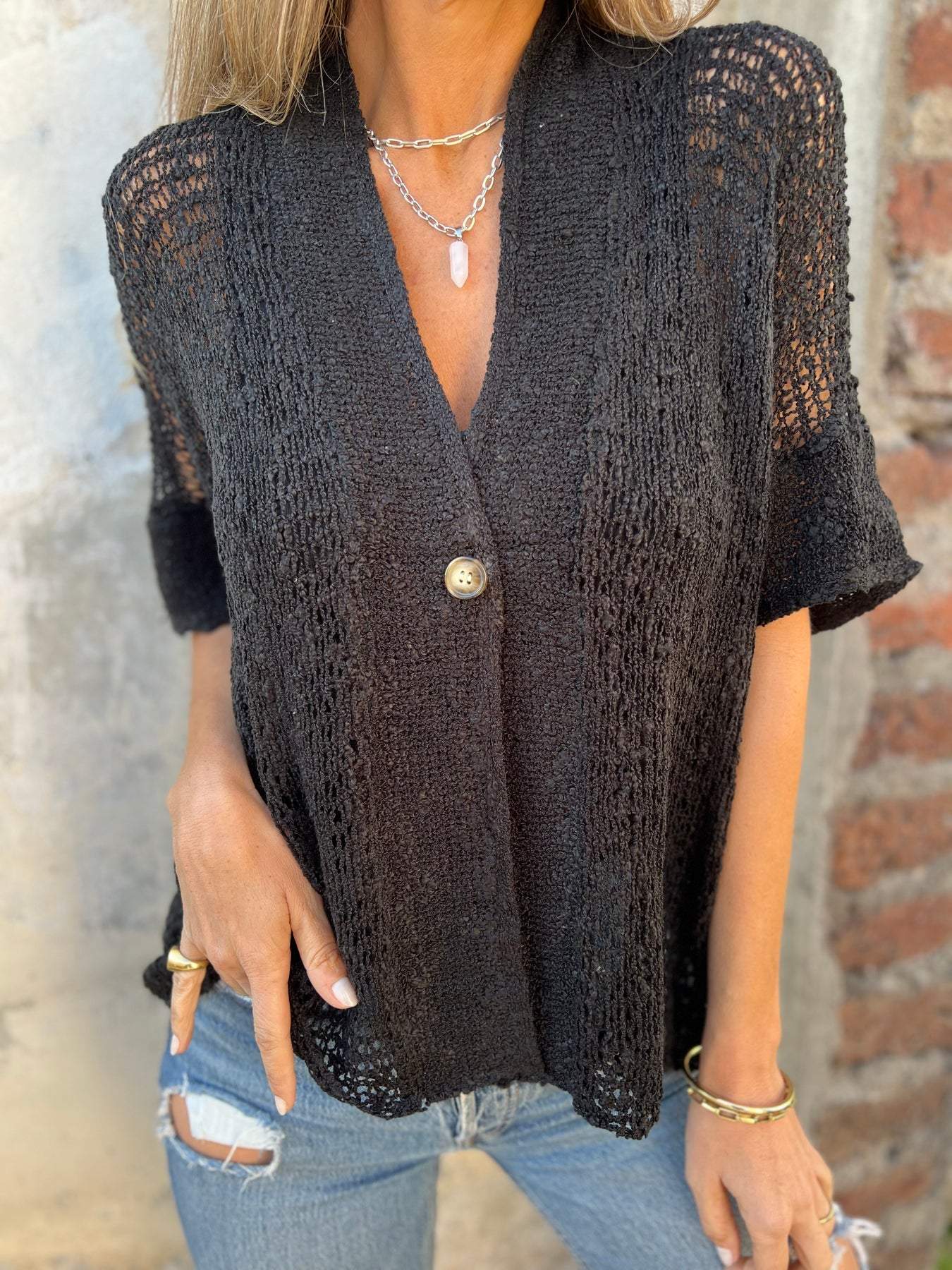 WW | Women's Midsummer Long-Sleeved Eyelet Knit Top