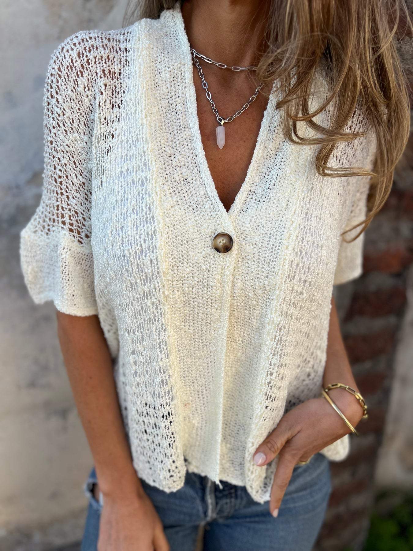 WW | Women's Midsummer Long-Sleeved Eyelet Knit Top