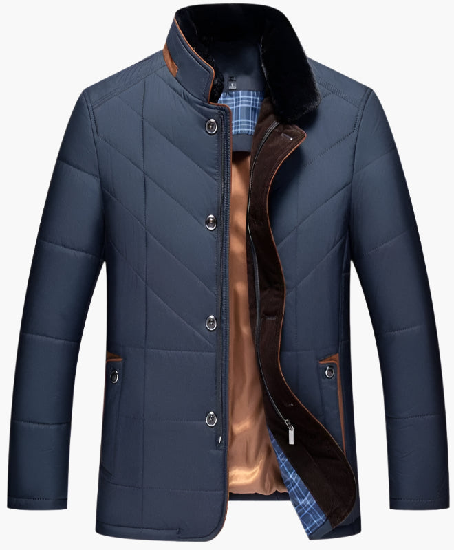 WW | Steppjacke im eleganten Business-Stil mit abnehmbarem Kunstfellkragen - Perfekt für Freizeit und Büro