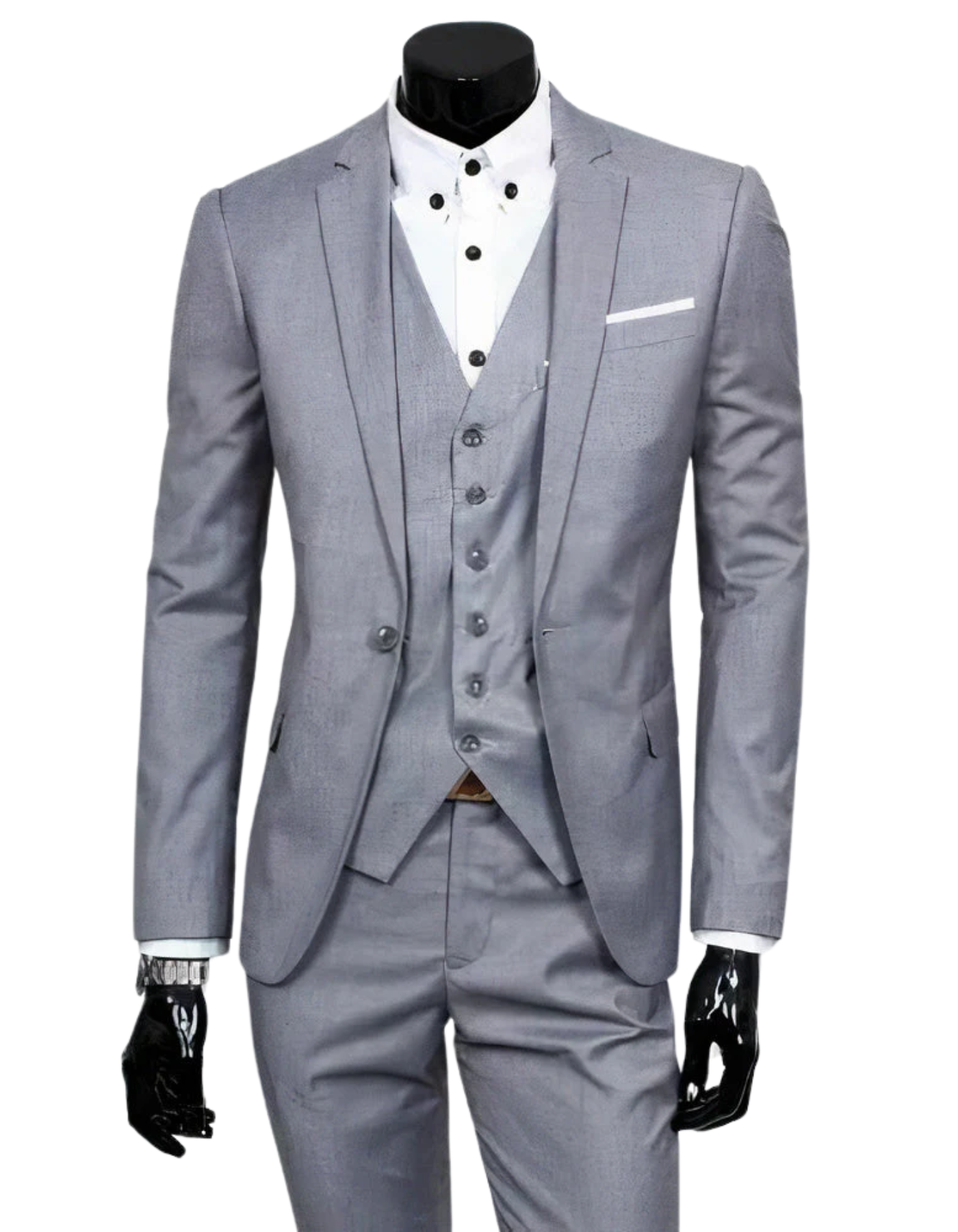 WW | 3 Teiliger Anzug mit Reverskragen Blazer Ärmelloser Weste und Schmaler Hose