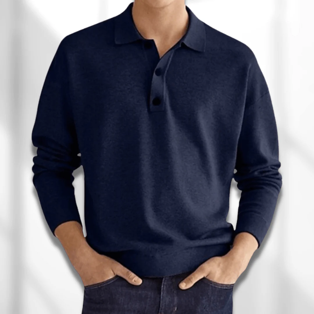 WW | Herren Langarm Poloshirt Schwarz
