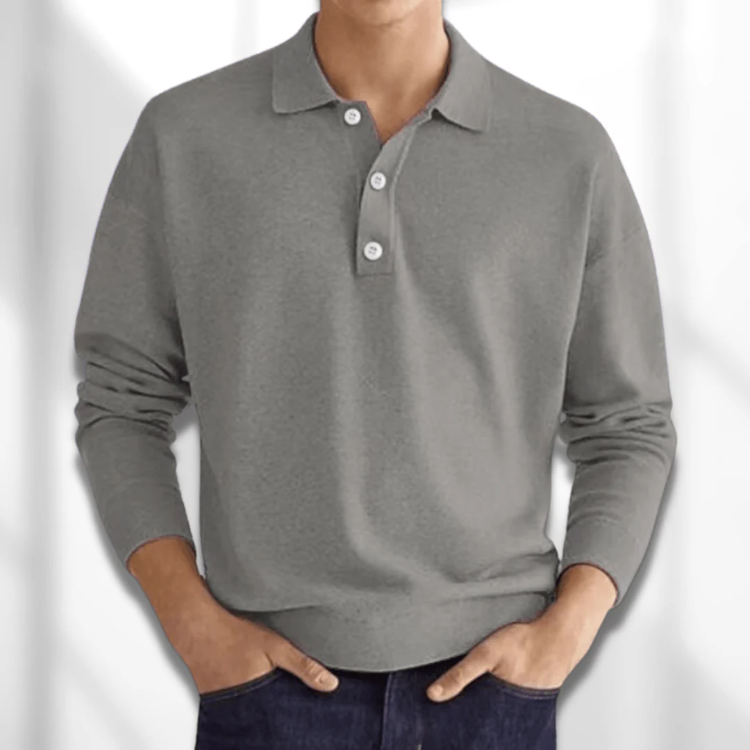 WW | Herren Langarm Poloshirt Schwarz