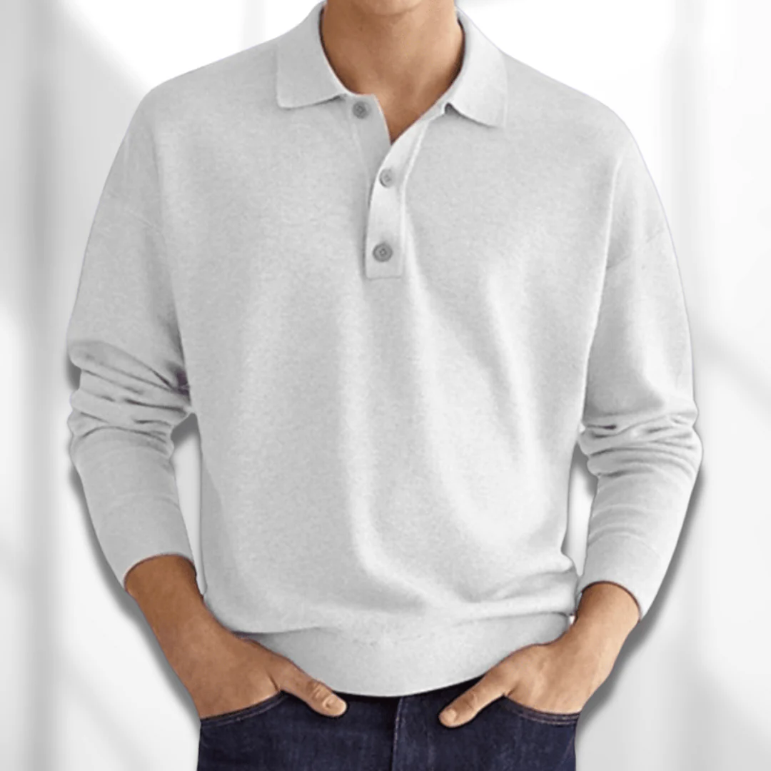 WW | Herren Langarm Poloshirt Schwarz