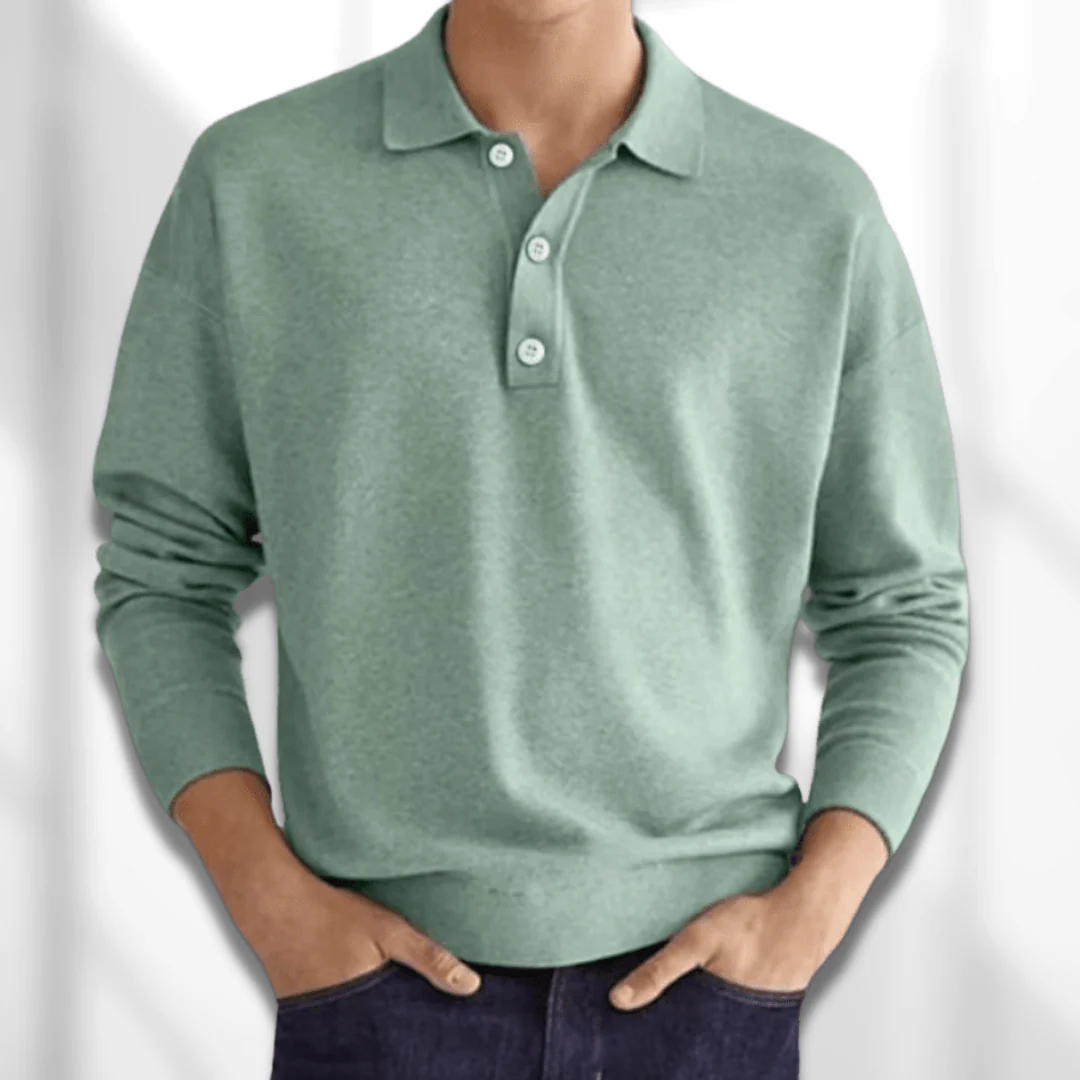 WW | Herren Langarm Poloshirt Schwarz