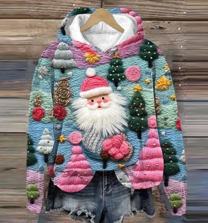 WW | Vintage Santa Kapuzenpullover Mit Print