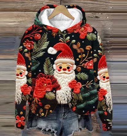 WW | Vintage Santa Kapuzenpullover Mit Print