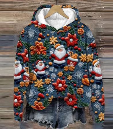 WW | Vintage Santa Kapuzenpullover Mit Print