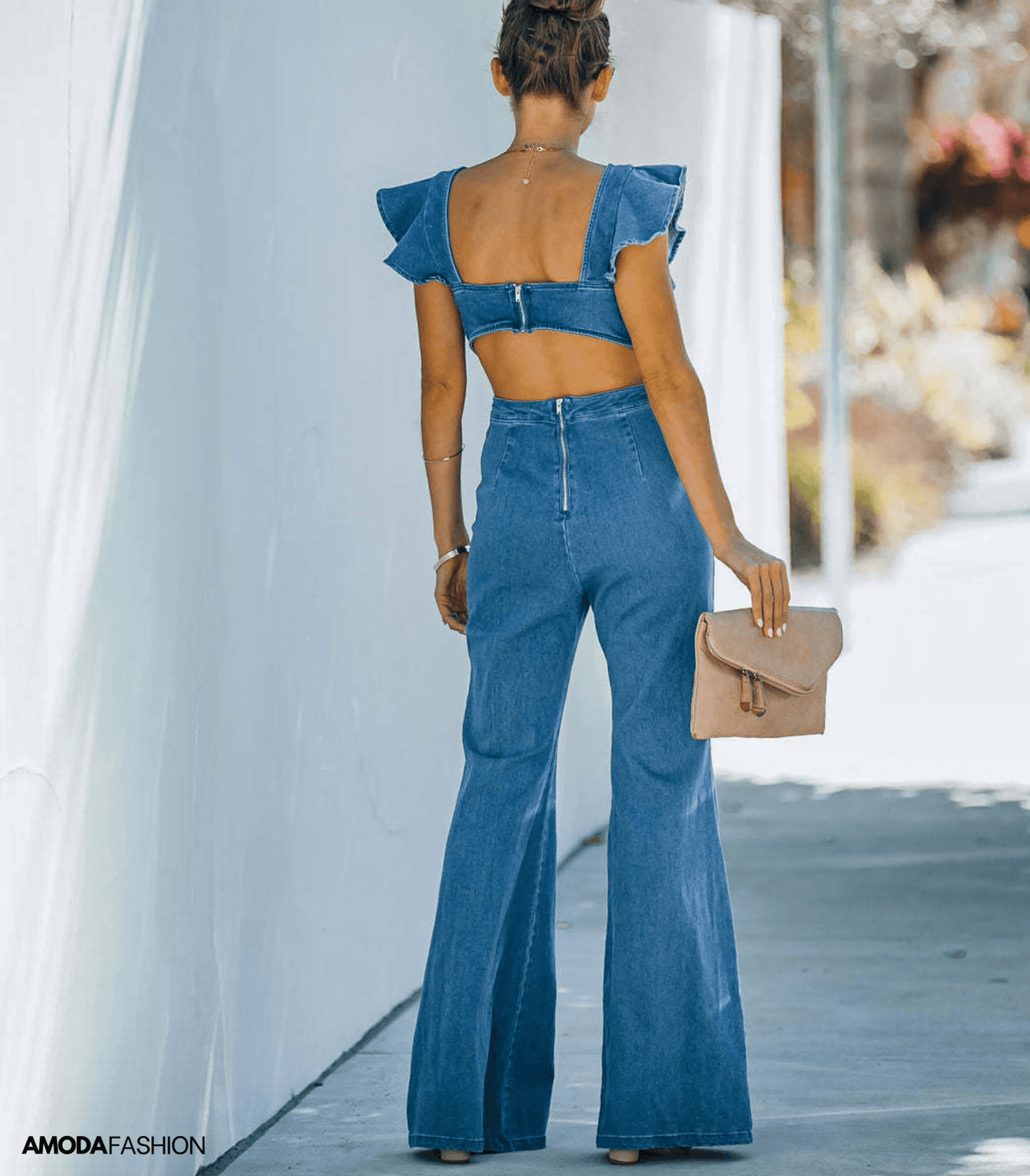 WW | Premium Denim Jumpsuits with Flared Sleeves