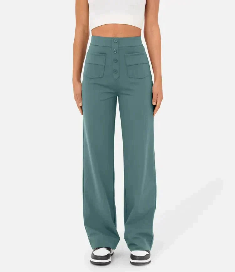 WW | Relaxed High-Waist Trousers with Elasticated Waistband