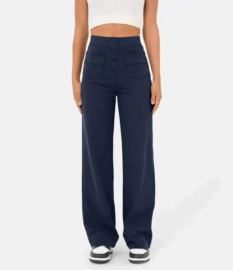 WW | Relaxed High-Waist Trousers with Elasticated Waistband