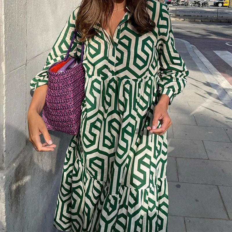 WW | Women's Winsett Long Sleeve Geometric Print Maxi Dress