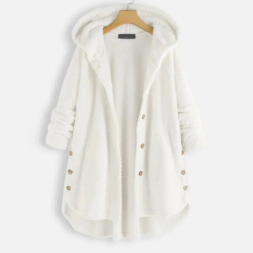 WW | gepolsterter Kapuzenbutton-Up-Mantel - Plüschwärme - Lässige Passform - Winterliche Freizeit-Layer