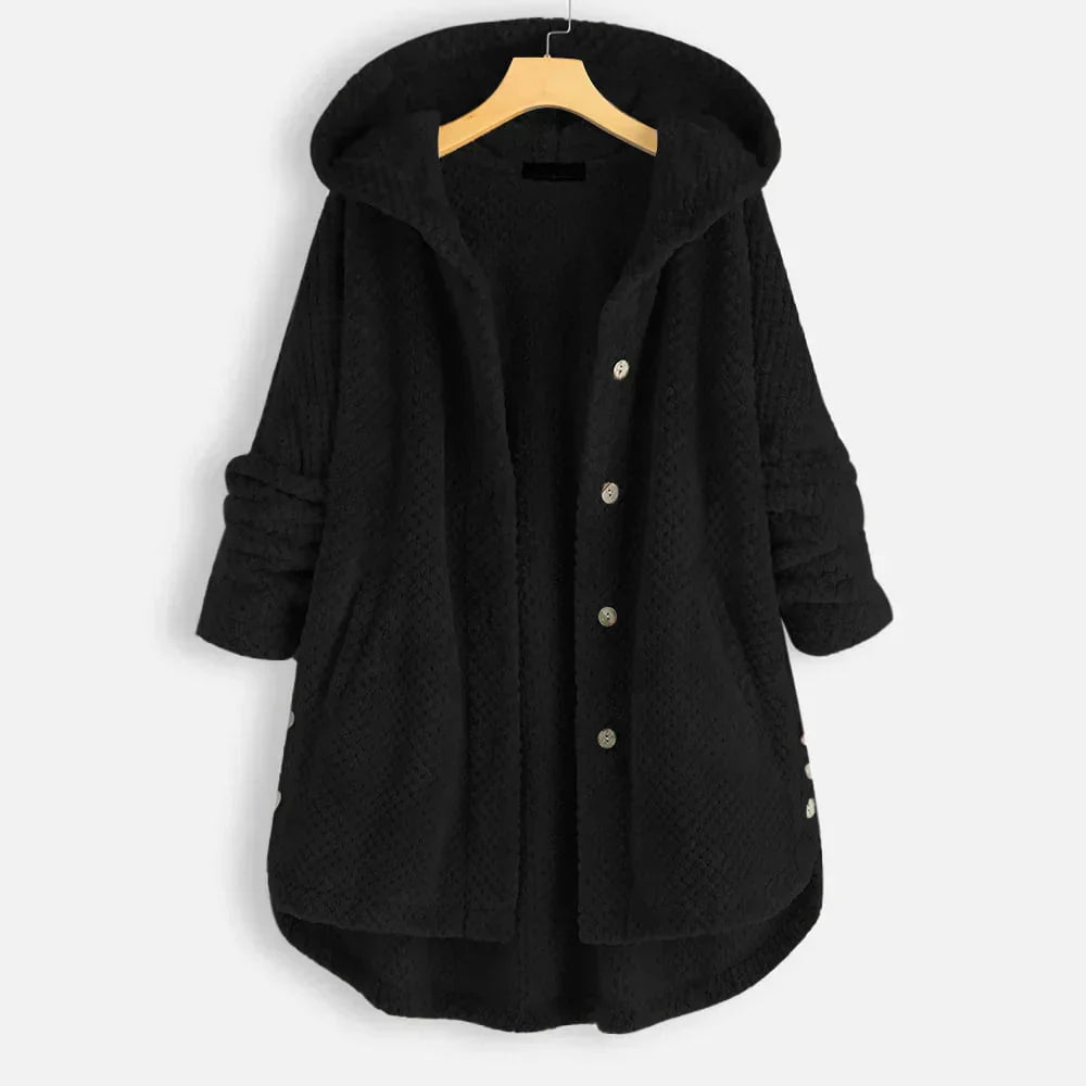 WW | gepolsterter Kapuzenbutton-Up-Mantel - Plüschwärme - Lässige Passform - Winterliche Freizeit-Layer