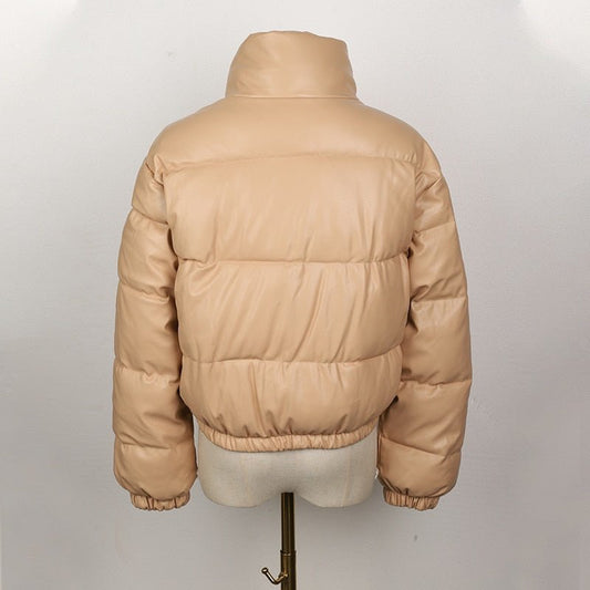 WW | Gestepptes Damenjacke aus wasserdichtem Leder