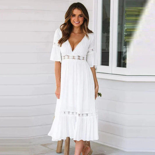 WW | Long Dress - Stylish Long Lace Dress for Refined Elegance