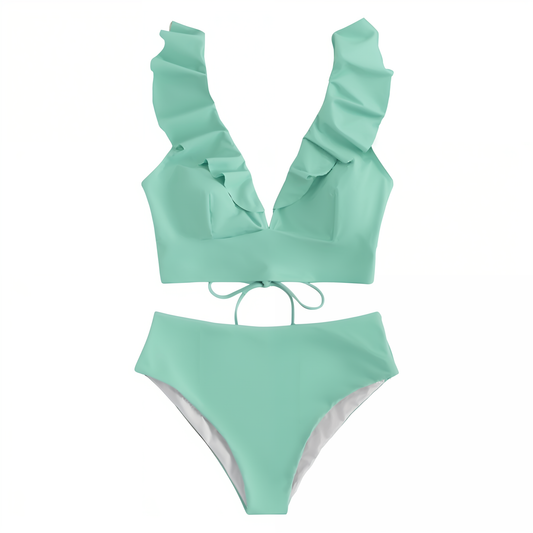 WW | Bikini-Set mit Rüschen und hoher Taille