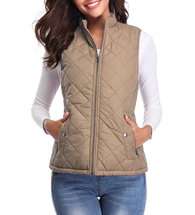 WW | Gestepptes Zip-Up-Weste mit Taschen für Damen