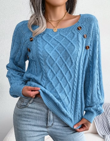 WW | Klassischer Strickpullover mit Zopfmuster