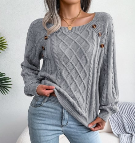 WW | Klassischer Strickpullover mit Zopfmuster
