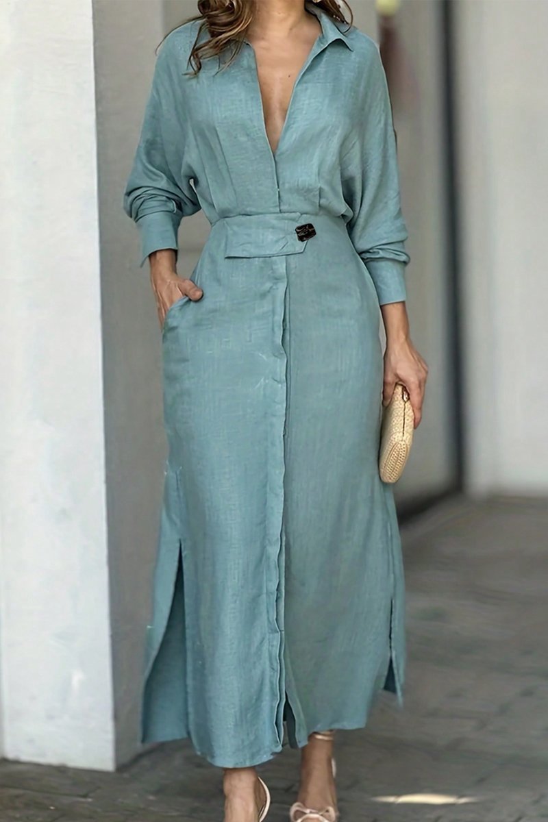 WW | Klassisches Leinen-Maxi-Kleid