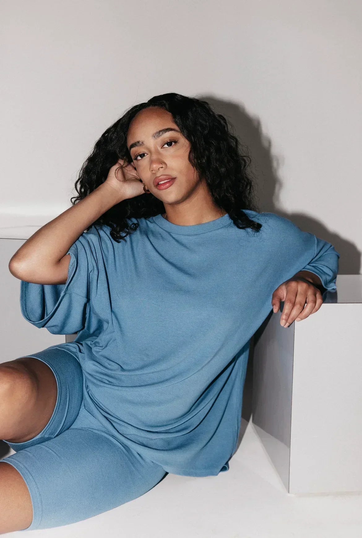 WW | Damen Lounge Satz Mit Oversize T-shirt Und Biker Shorts