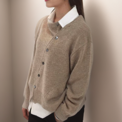 WW | Strickjacke - Wollmischung - Asymmetrischer Verschluss - Lockere Passform - Elegant und Bequem