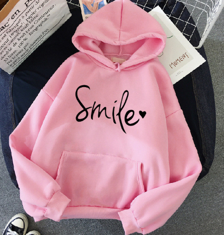 WW | gemütlicher Smile Print Hoodie mit Kordelzug für Frauen