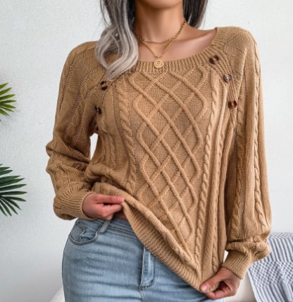 WW | Klassischer Strickpullover mit Zopfmuster