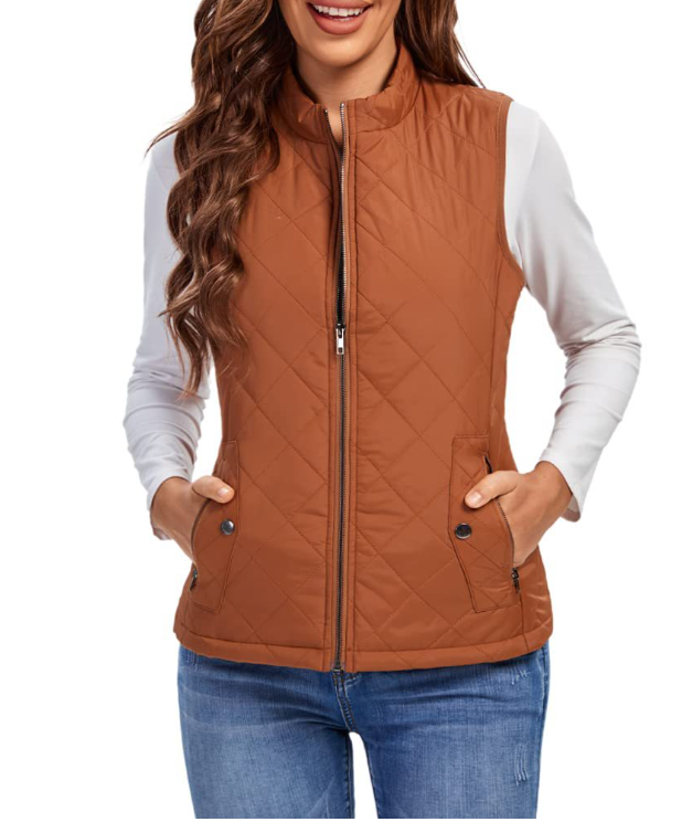 WW | Gestepptes Zip-Up-Weste mit Taschen für Damen