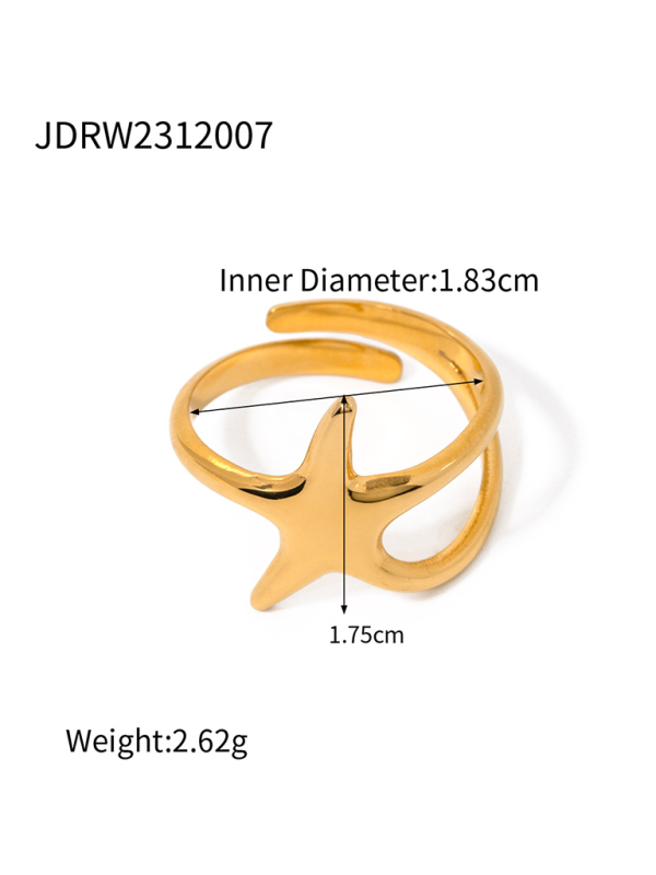 WW | Neuer Strandstil Ozeanelement Muschel Seestern Ring