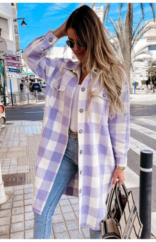 WW | Plaid Shacket - Leichte Wärme - Knopfverschluss-Stil - Lässige Schicht