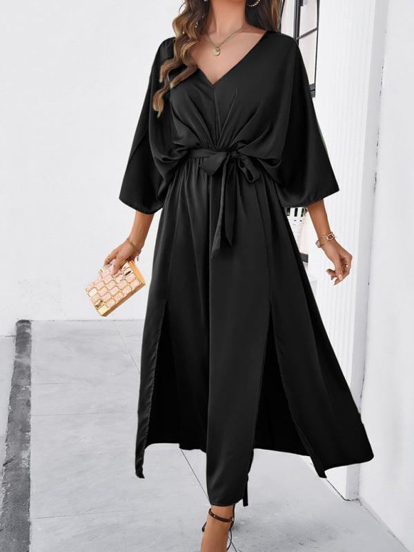 WW | Damen Elegantes V-Ausschnitt Lockere Kleid