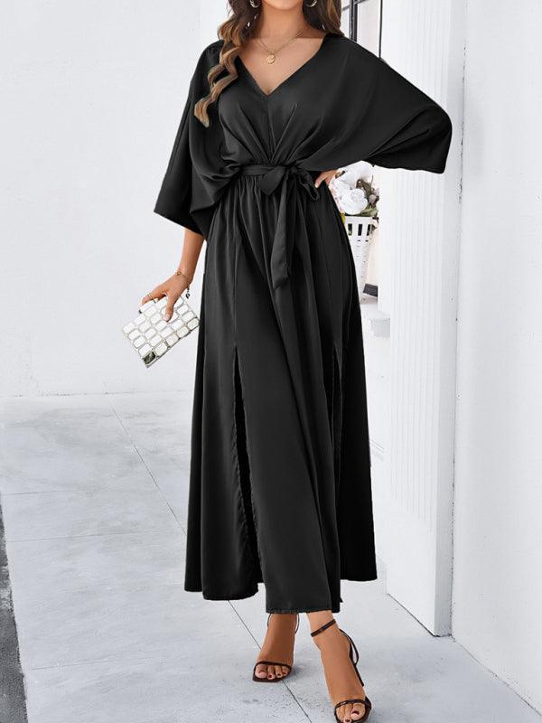 WW | Damen Elegantes V-Ausschnitt Lockere Kleid