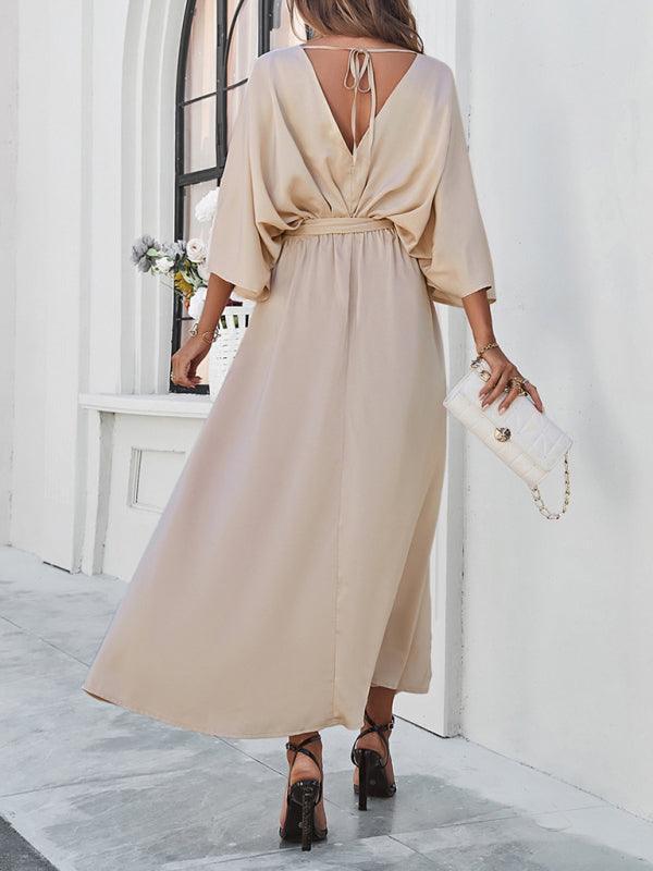 WW | Damen Elegantes V-Ausschnitt Lockere Kleid