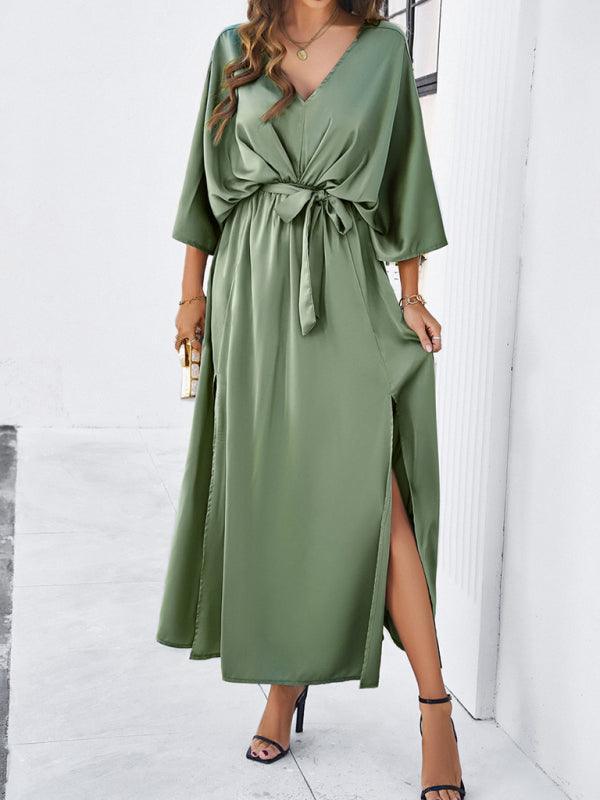 WW | Damen Elegantes V-Ausschnitt Lockere Kleid